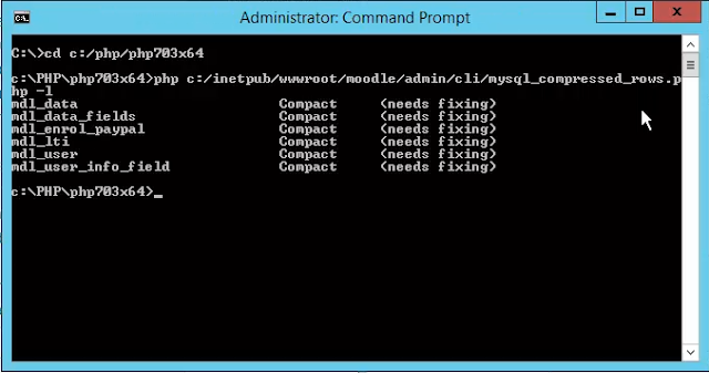 moodle Showing database tables that needs fixing
