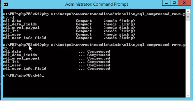 Showing database tables that are now on compressed format (Barracuda)